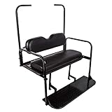 ECOTRIC Flip Folding Rear Back Seat Kit for 1995-Up EZGO TXT Golf Cart | Black Cushions - You Will Receive Two Packages
