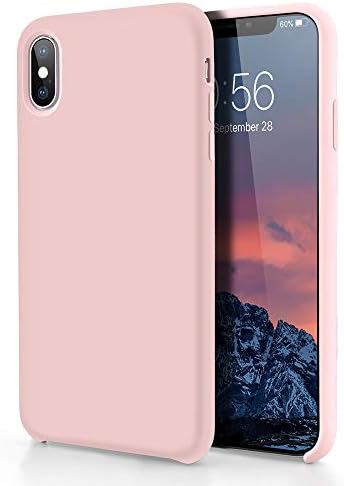 Segoi iPhone Xs Case/iPhone X Case, Liquid Silicone Gel Rubber Shockproof Case Soft Microfiber Cloth Lining Cushion Compatible with iPhone Xs 2018/iPhone X 2017 - Pink Sand