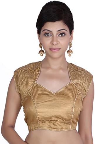 VB Originals Women's Golden Stitched Art Silk Bridal Saree Blouse Crop Top JKKCBL23