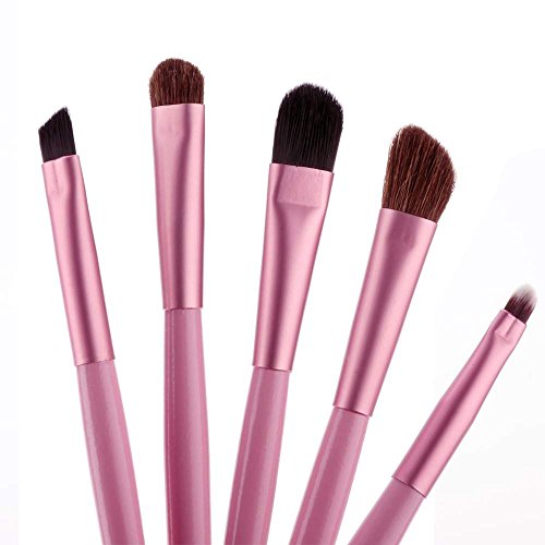 ACEVIVI 5 pcs Synthetic Hair Eye Makeup Tools Professional Eyeshadow Brush Makeup Kit with Rose Tube Case