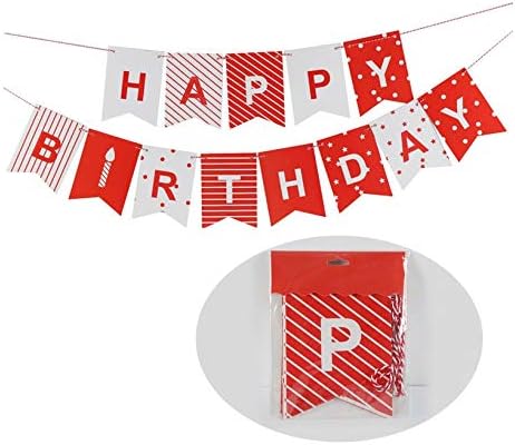 Topways Birthday Bunting for Girls 3M Red and White Banner Paper Happy Birthday Swallowtail Flag for Birthday's Party Decorations Supplies - Image 4