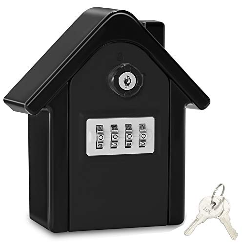 WACCET Grand Key Safe External Combination 4 Digit and Emergency Key Box, Key Safe for Home, Black