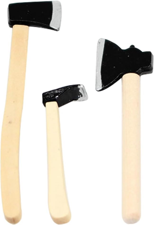 Miniature Axe, Miniature Wooden Handle Metal Hatchet, Chopper, Outdoor Dollhouse Accessories, Dollhouse Farm Tools