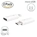 Type C to Micro USB Adapter 2-Pack, Roopower Type C Female to Micro USB Male Adapter Charge Sync Connector Connect Type C Device to Micro USB Device - White (USB-C to Micro USB White 2-Pack)