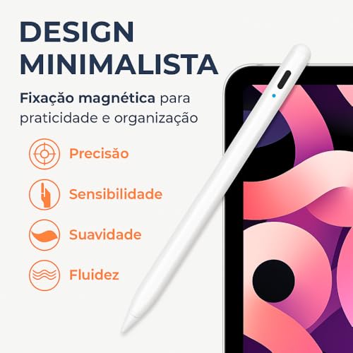 Caneta Digital Stylus Touch Screen | Recarregável USB, Alta Precisão, Ponta Fina 1.5mm, Compatível iOS e Android