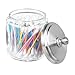 mDesign Small Apothecary Organizer Canister Jars - Glass Containers with Steel Lid for Bathroom, Organization Holder for Vanity, Counter, Hamill Collection - 2 Pack - Clear/Brushed Chrome
