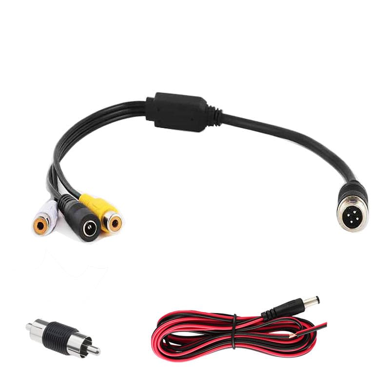 4 Pin Aviation Adapter Female 4-PIN Aviation Cable to RCA DC Adapter Audio & Video Cable & CCTV for Bus/Truck Parking Reversing Camera System