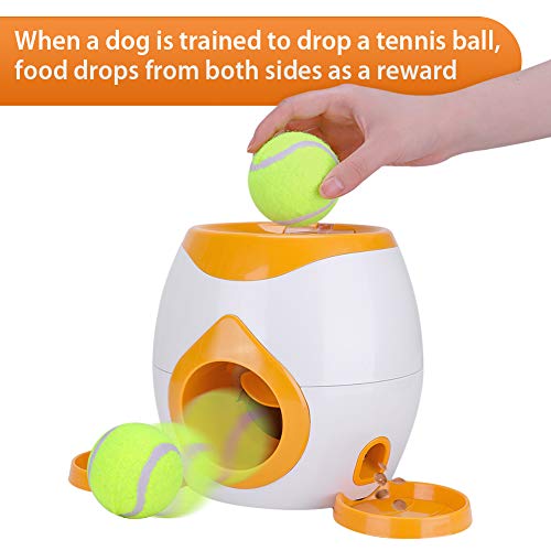 Pet Interactive Toys Dogs Puzzle Food Dispenser Tennis Ball Throwing Fetch Machine FDA Cat Reward Toy Game Animal Training Tool Pets Slow Feeder Bowl (Orange) - Thumbnail 3
