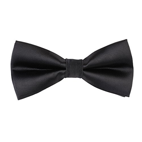 Wheebo Men's Tuxedo Bowtie Adjustable Solid Color Satin Bow Tie (Black)