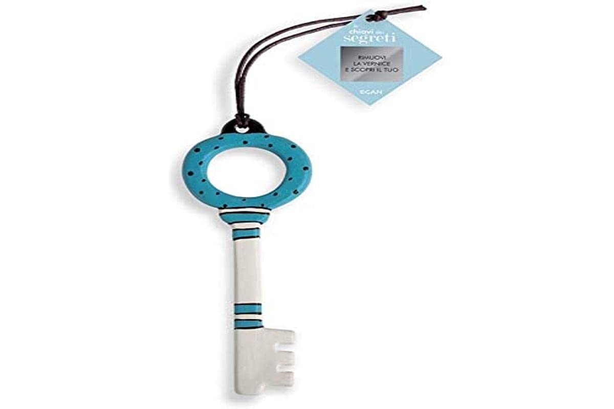 Egan Key Ceramic, White and Blue, Unique