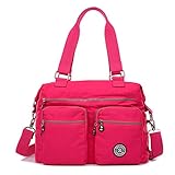 Tiny Chou Lightweight Water Resistant Nylon Totes Crossbody Bag Shoulder Bag with Pockets Large