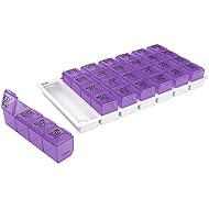 EZY DOSE Weekly (7-Day) Pill Case, Medicine Planner, Vitamin Organizer, Large Pop-Out Compartments, 4 Times a Day, Convenient and Easy to Use, Color May Vary, BPA Free