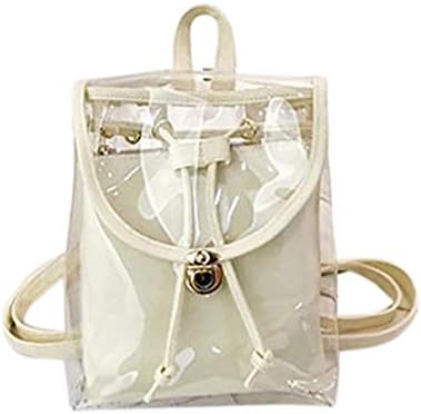 Redacel Backpacks for Girl Teen New Fashion Bag Beach Female Jelly Bag Lady Transparent Bag Casual Backpack(Beige)