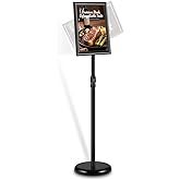 WAWOHERRNS Sign Holder 8.5x11 inch, Adjustable Sign Holder Stand with Base, Signage Stand with Snap-Open Frame Display for School Store Business Advertise Show Christmas Decor, Black