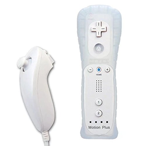 JahyShow-White-Remote-Controller-And-Nunchuck-for-Nintendo-Wii-Wii-U-and-Mini-Wii-Case-Skin-White
