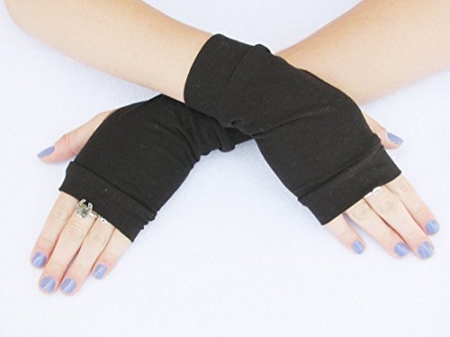 Basic Black Fingerless Gloves Eco Friendly Bamboo Costume Cosplay