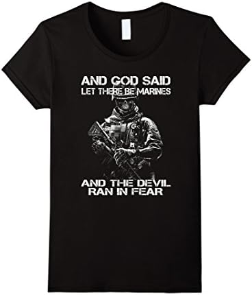 Women's And god said let there be marines tshirt - Personalized Tees Small Black