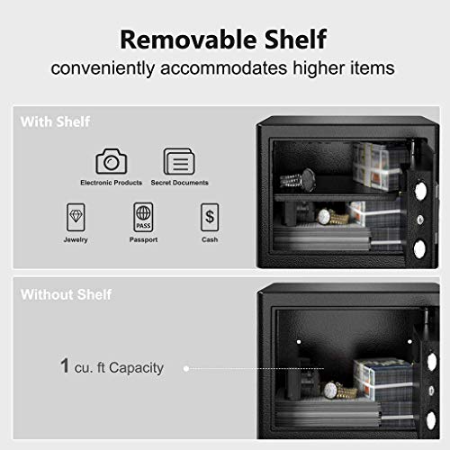Electronic Security Safe Box Digital Safe-Electronic Steel Safe Keypad Lock Use Storage Money Jewelry Passports Valuables Gun Cash for Home & Business [US Stock] (Black, 13.8"9.8"9.8") - Thumbnail 2