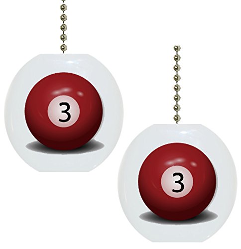 Set of 2 Billiards Three 3 Ball Solid CERAMIC Fan Pulls