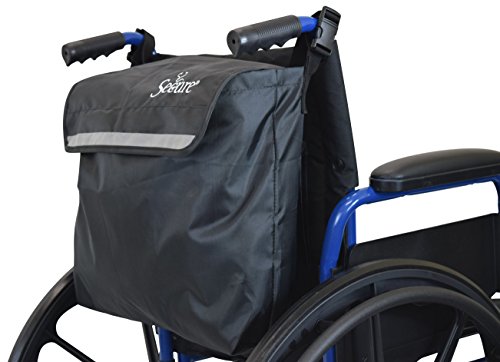 Secure WBPR-1B Mobility Storage Backpack for Wheelchairs and Walkers with Reflective Strip and Adjustable Attachment Straps - Carry Pouch Accessory Bag for Wheelchair, Scooter, Walker, Rollator