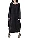 Mordenmiss Women's Long Sleeve Baggy Solid Denim Dress Black,One Size