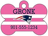 NFL Pink Dog Tag Pet Id Tag Personalized w/ Your Pet's Name & Number (New England Patriots)