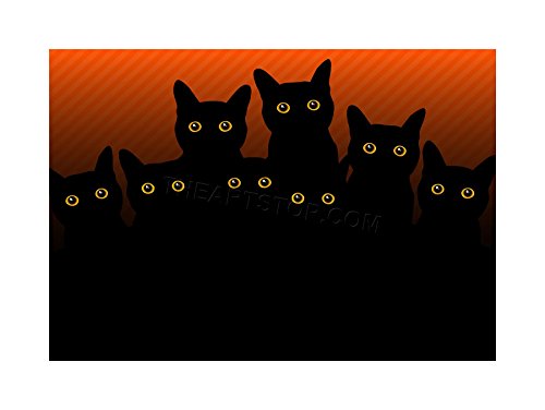 PAINTING ILLUSTRATION EIGHT BLACK CAT SILHOUETTES