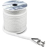 YOUNG MARINE Made 3/8 Inch 100FT 150FT Premium Solid Braid MFP Anchor Line Braided Anchor Rope/Line with Thimble (3/8" x 50')