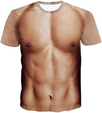 Lahyra Men 3D Print Funny Muscle Tee Top Undershirt Short Sleeve Fashion T-Shirts Blouse (Style 1, M)