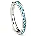 316L Stainless Steel Aquamarine Light Blue Cubic Zirconia CZ Eternity Wedding 3MM Band Ring