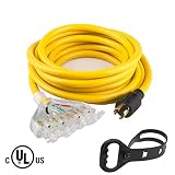 Yodotek 25 Feet Heavy Duty Generator Extension Cord,Generator Locking Cord,NEMA L14-30P/Four 5-20R, 4 Prong 10 Gauge Flexible Generator Cable,Generator Power Cord, 125/250V 30Amp 7500 Watts UL Listed