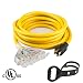 Yodotek 25 Feet Heavy Duty Generator Extension Cord,Generator Locking Cord,NEMA L14-30P/Four 5-20R, 4 Prong 10 Gauge Flexible Generator Cable,Generator Power Cord, 125/250V 30Amp 7500 Watts UL Listed