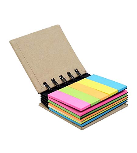 E Shopping® pocket size spiral sticky note pad with neon colors sticky notes of different sizes in one pad