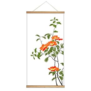Hanging Poster Wooden Framed Beautiful Winter Flowers Theme Home Wall Canvas Prints Ready to Hang - 18"x36"