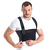 Orthopedic Male Rib Belt/Men's Chest Support - Elastic Breathable Brace Black Large