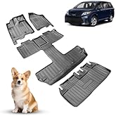 Fit for Sienna 2011-2013-2020 Floor Mat 3 Rows & Cargo Trunk Liners All Weather Black TPE Car Mats Compatible for Toyota Sienna 2011-2013 2014 2015 2016-2020 Accessories(7 Passenger Model)