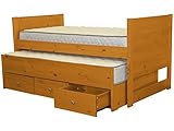 Bedz King Captains Twin Bed with Twin Trundle and 3 Drawers