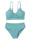 Girl's 2 Piece Swimsuit Solid Spaghetti Strap