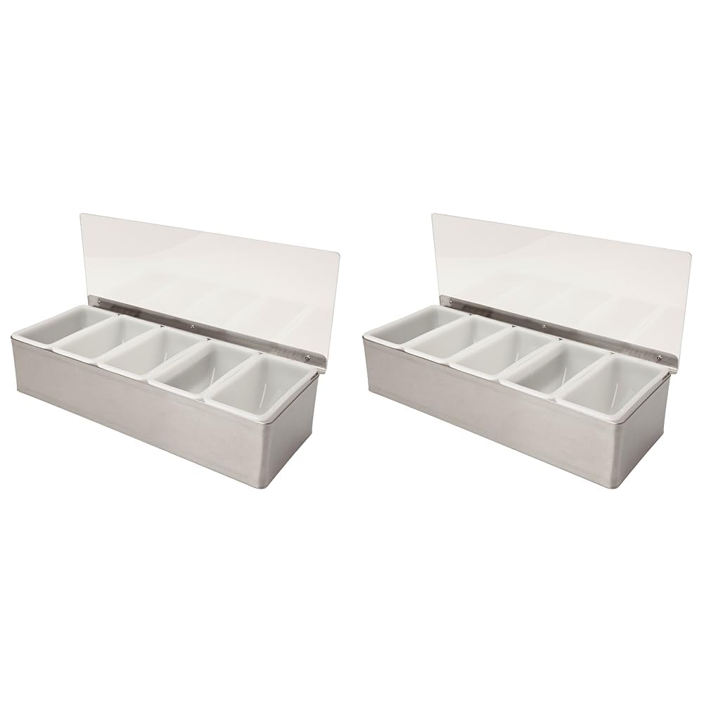 Beaumont 3762 5 Part Stainless Steel Condiment Holder, Silver (Pack of 2)