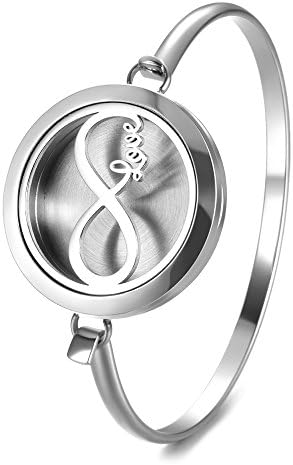 Garden Charms Stainless Steel Essential Oil Diffuser Bracelet Aromatherapy Locket Charm Bangle with 5 Pieces Felt Pads Cross Love Pattern (GCVA798)
