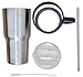 30oz Stainless Steel Vacuum Insulated Tumbler with Double Wall Insulation + Black Handle + Straw by TUMBLINER - Designed to Fit Into a Car Cupholder