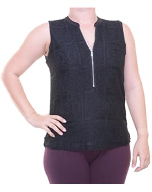 Calvin Klein Women's Small Lace Zip-Front Tank Blouse