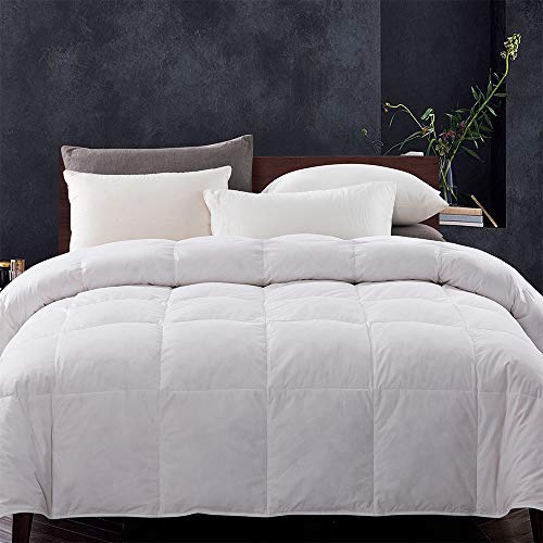 WhatsBedding 100 Cotton Cover White Goose Duck Down and Feather Comforter Down Duvet Insert or