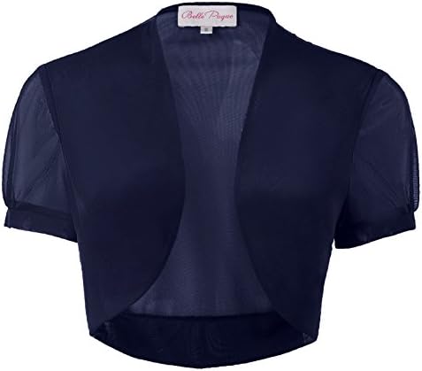 Belle Poque Women's Chiffon Short Sleeve Shrug Crop Top Bolero