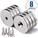 1.26 inch x 0.2 inch Neodymium Disc Countersunk Hole Magnets. Strong Permanent Rare Earth Magnets with Screws - Pack of 8 primary