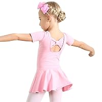 Gurcyter Dance Leotards with Skirts Ballet Clothes Gymnastics Apparel 6T 7T Leotard Childrens Costumes Dresses Toddler Kids Dancing Dress US-XL (Pink,140)