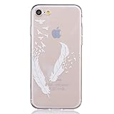 Urberry 4.7 INCH Iphone 7 Case, Snow White Feather Soft Silicon Flexible Case Cover for Iphone 7 with a Screen Protector