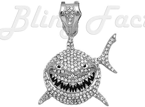 White Gold PT 6ix9ine Iced Shark 