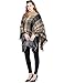 Women's Turtleneck Poncho Sweater Knitted Pullover Capes Tassel Shawl Camel and Black Plaid