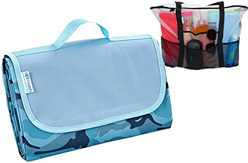 Koolsupply XL Sand &amp; Water Proof Beach Blanket with Free Beach Mesh Bag. 78"x57" Water &amp; Stain Resistant Top &amp; Bottom, Easy to Fold &amp; Clean. Fit for Picnic, Outdoor, Camping (Blue Camouflage XL)